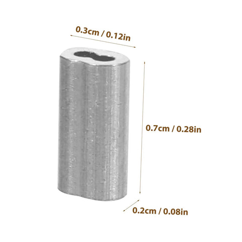 Kick Ass Heavy Duty Aluminum Cable Sleeves, Eight Shaped Snare Wire Ferrules for USB C Charger Ends, detailed dimension view.