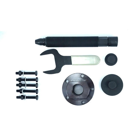 Shop Floor Ready Heavy Duty Wheel Bearing Removal Tool Set With Hydraulic Puller Extractor And Separator For Snappy Garage Fixes And Tough As Nails Maintenance Built From Cold Rolled Steel, parts set with various tools.