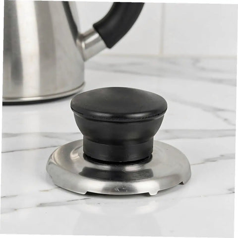 Upgrade Your Kitchen Game With This Stainless Steel Whistling Kettle Lid Knob Replacement Kit That Boils Over Spills Stop Loud And Is Super Easy To Install For Pros Or Home Use black knob on stainless steel kettle lid