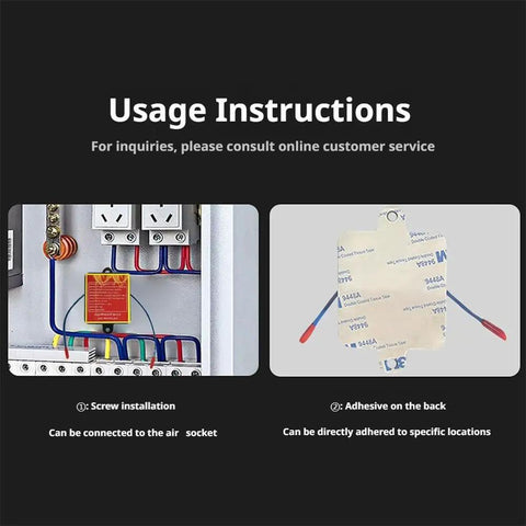 Usage instructions for Heat Activated Auto Fire Extinguisher Sticker For Car Engine And Electric Battery Bay with connection options.