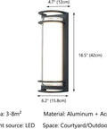 ROPCVAX Led Wall Sconce Lighting Fixture Lamp Modern Minimalist Aluminum Black, cylindrical design, 16.5 inches tall, for outdoor use.