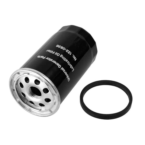 Spin-On Oil Filter 122-0836 For RV QG 5500 7000 Series Generators with gasket, metal and rubber components visible