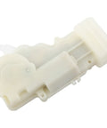 Upgrade Your Ride With This Heavy Duty Rear Left Door Lock Actuator Latch Tailored Specifically For Lexus GS300 Models From 1998 To 2005 And Toyota Prius Years 2001 To 2003 Ensures A Plug And Play Bolt-On Installation That Gets You Back On The Road. White plastic door lock actuator latch for Lexus GS300 and Toyota Prius, angled view