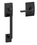 Century Front Entry Handleset With Latitude Lever And Lower Half Grip Matte Black Finish For Exterior Doors Providing Secure Entry And Curb Appeal