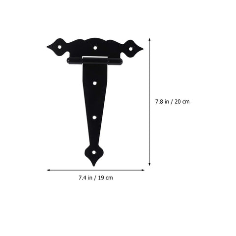 Three Pack T Shape Rustproof Iron Heavy Duty Shed Hinge Set With Silent Hydraulic Buffer, 7.8x7.4 inches, matte black finish