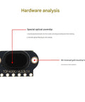 ToF Distance Sensing Module For Real Time Object Tracking And Distance Measurement With I2C Output, Compatible With VL6180 And VL53L1X, Plug And Play Setup hardware detail showing optical coverslip and mounting holes.