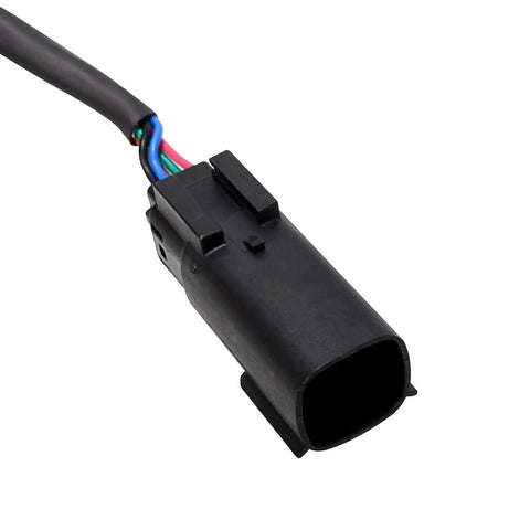 Close-up of Harley Touring Luggage Pack Quick Disconnect Wiring Harness Plug And Play Power Tap Harness connector for motorcycles.