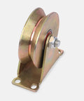 4 Inch V Shaped Pulley Wheel Heavy Duty Steel Cable Traction Block With Ball Bearing Guide for Wire Rope Ceiling Mounting