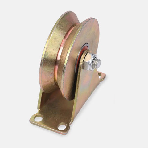 4 Inch V Shaped Pulley Wheel Heavy Duty Steel Cable Traction Block With Ball Bearing Guide for Wire Rope Ceiling Mounting