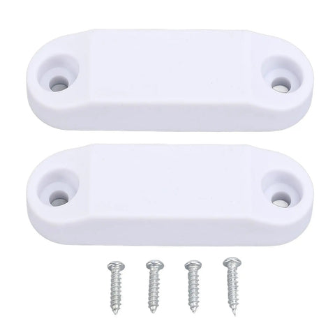 Magnetic Door Catch for RVs and Trailers, white plastic with screws, Strong Magnetic Closure Latch