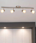 4 Light Modern S Shaped Track Lighting Bar With Frosted Glass Heads Brushed Nickel Finish GU10 Bulb Included Hardwired Indoor Track Light Fixture For Kitchen Living Room And Office installed on ceiling