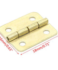 Solid 100 Piece Set Of Four Hole Gold Cabinet Door Hinges For Drawers Closets And Cupboards Slick Pivoting Leaves, 16mm x 18mm size.