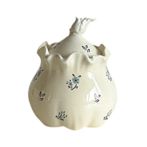Real Deal Ceramic Kitchen Storage Jar With Secure Lid For Coffee Beans Sugar Flour And Nuts Pretty Sweet Floral Design keeps your pantry stash fresh solid 400ml countertop organizer close-up.