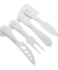 Stainless steel 5-piece cheese knife and butter fork set, ultra compact for camping, picnics, hiking, and travel dining essentials