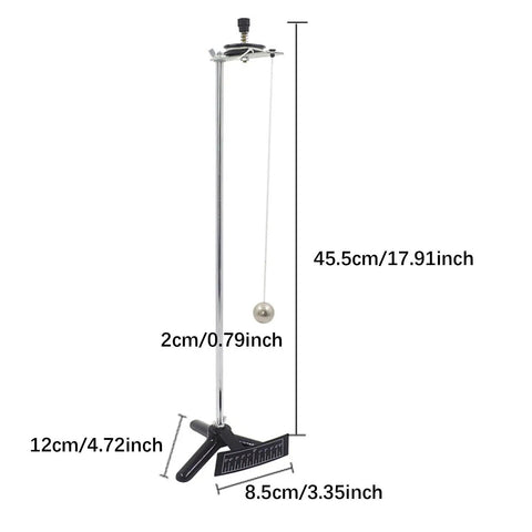 Pendulum Experiment Kit For Physics Classrooms And School Labs Hands On Learning Tool showing iron pendulum device and measurements