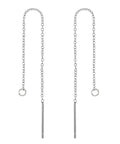 Hypoallergenic Stainless Steel Long String Ear Threads 3.54 to 3.7 Inch Tassel Chain Earrings With Loop and 20 Gauge Pin, Dope Dangle Ear Jewelry For Daily Wear And Multiple Piercings, front view