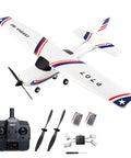 Adult RC Airplane With 3 Channel 3D6G Fixed Wing RTF Plane, white EPP build, dual batteries, remote, and charger shown.