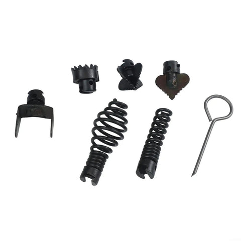 Badass Manganese Steel Drain Auger Cutting Heads 7 Piece Set, assorted cutters and springs for tackling stubborn blockages.