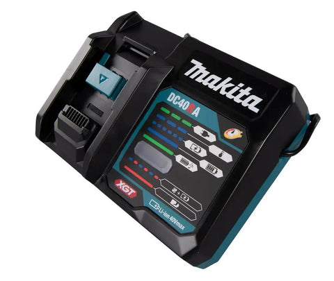 40V Max XGT Rapid Optimum Charger DC40RA, fast battery charger with intelligent cooling and smart charge management, black design