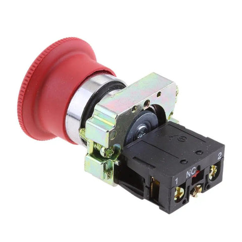 Mushroom Head Emergency Stop Push Button Assembly 22mm Turn To Release, compact view of safety switch for industrial machines