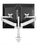 Premium Rock Solid Aluminum Monitor Mount Fits 15 To 30 Inch Led Display Screens with dual monitor setup and gas spring adjustment.