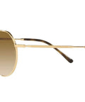 Unisex Round Sunglasses With Gold Frame And Clear Gradient Brown Lenses 51mm Hybrid Hexagonal Round Style side view