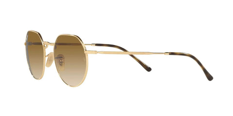 Unisex Round Sunglasses With Gold Frame And Clear Gradient Brown Lenses 51mm Hybrid Hexagonal Round Style side view