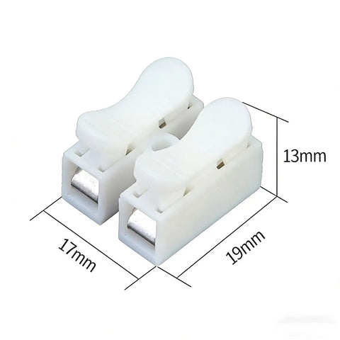 Effortless Push In Terminal Connectors Set 2 Pin Spring Loaded Wires 18 To 28 AWG Tool Free Insertion Vibration Resistant Locking