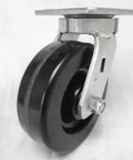 Tough As Nails Six Inch By Two Inch Kingpinless Phenolic Caster Kit with solid black wheel and metal mount for heavy duty toolboxes.