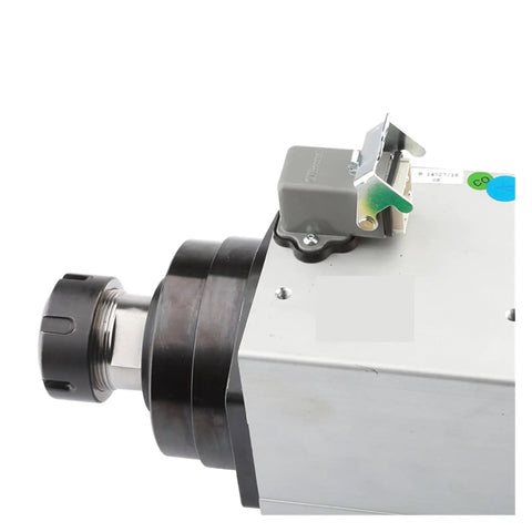 Heavy Duty 6KW Air Cooled Spindle Motor Er32 18000Rpm Top Speed CNC router close-up view showing connection interface and cooling design.