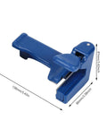 Blue woodworking trimmer with double cutter, plastic body and metal blades