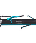 Tile cutter, 48-inch, blue and black metal frame with single-rail and double brackets, manual precision cutter