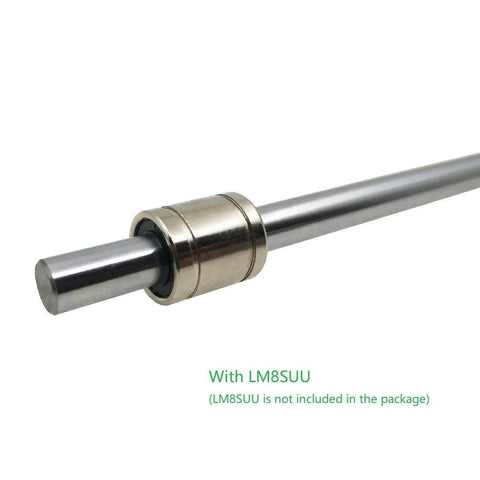 ReliaBot 8mm x 600mm chrome-plated linear motion rod shaft with end bearing