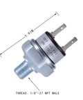 Air Pressure Switch 110 To 145 PSI For Air Ride Or Compressor Systems, 1/8-27 NPT, silver body, DC 24V Or 12V