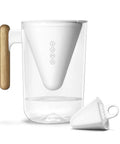 10 Cup Water Filter Pitcher With Bamboo Handle And Coconut Shell Activated Carbon Filter For Fresher, Totally Great Tasting Water