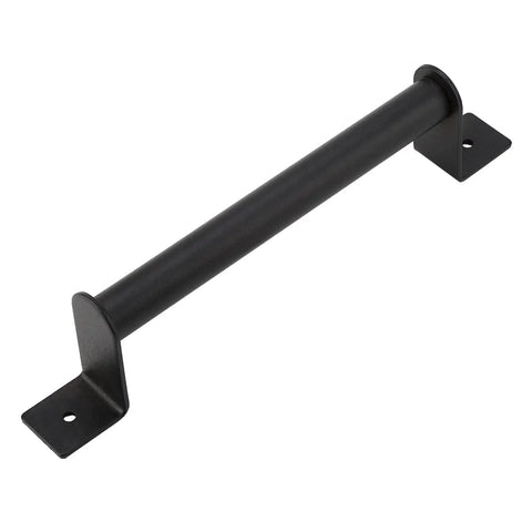 Black Heavy Duty Carbon Steel Pull Handle For Sliding Barn Doors And Cabinet Doors With Vintage Style Hardware shown from front angle