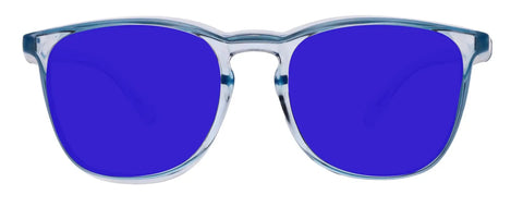 Top Tier Sodium Flare Blocking Safety Glasses Built Tough With Slick Purple Polycarbonate Lenses, front view showcasing vivid lenses.