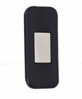 20 Pack Magnetic Cabinet Door Catches Adhesive Latch in black stainless steel, close-up view showing the magnetic component.