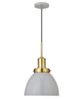Industrial Dimmable Pendant Light Fixture 12 Inch Wide With Flat Gray Shade And Gold Accents Two Tone Finish For Kitchen Island