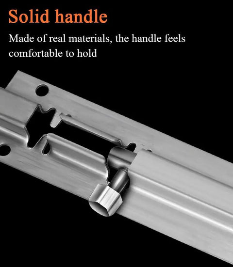 Close-up of Stainless Steel Slide Barrel Bolt showing solid handle detail, designed for Gates Cabinets Windows Fences.