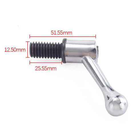 Close-up of 2 Pack Milling Machine Table Lock Handles For Vertical Mills M One Half Thread Aluminum Alloy Silver, dimensions shown