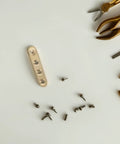 Components of 8 Pack Copper Door Shaft Rotation Hinges with screws on white background, heavy duty for wooden, metal, glass doors
