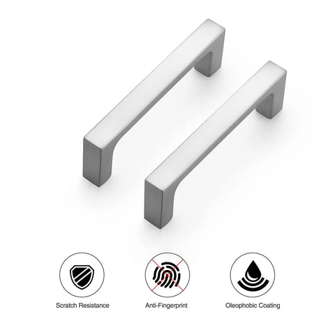 Two 30 Pack Solid 3 Inch Square Cabinet Handles In Brushed Nickel For Drawers And Kitchen Cabinets, Durable, Anti-Fingerprint