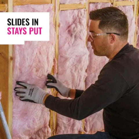 R-19 Unfaced Fiberglass Insulation Bag Contains 8 Batts Fits 2 X 6 Walls Retrofit being installed in wall cavities.