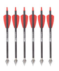 Carbon Crossbow Bolts 7.5 Inch, 100 Grain Target Tips with 2 Inch Red Vanes, set of 6 for Cobra System hunting and target practice.