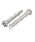 Heavy Duty M6 X 50mm 304 Stainless Steel Button Head Torx Security Screws With T30 Locking Bits For Auto Shop And Garage Jobs, two screws displayed.