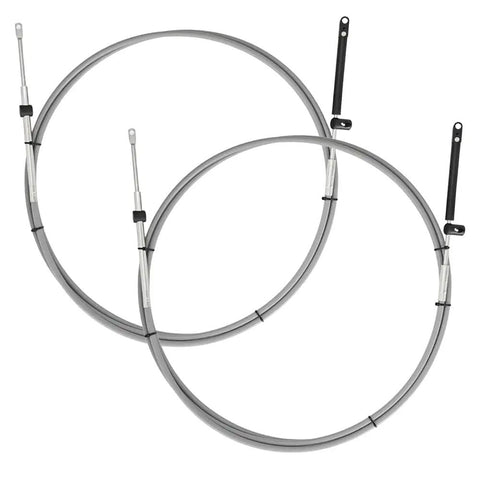 11 Foot GEN I Throttle And Shift Cables For Mercury Outboard Remote Control 2 Piece Set grey cables coiled