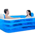 Blue Inflatable Bath Tub With Electric Air Pump Portable Foldable Soaking Spa Tub For Indoor Or Outdoor Use 160 By 120 By 60 Cm One Or Two Person Chill Relaxation Bath, showing two people relaxing inside.