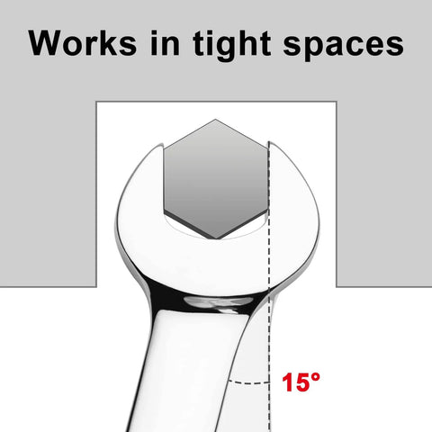 Heavy Duty 16mm Ratchet Wrench With 72 Tooth Mechanism, 12 Point Box End For Precise Torque, Chrome Vanadium Gear Spanner working in tight space