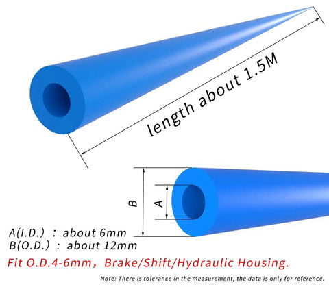 Diagram of 1.5 Meter Bike Frame Internal Housing Damper For 6mm Outer Diameter Cables And Hydraulic Tubes, blue foam sleeve